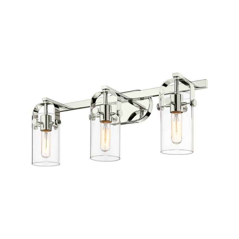 Innovations Lighting 423-3W-11-25 Pilaster II Cylinder Vanity Pilaster - Polished Nickel / Clear