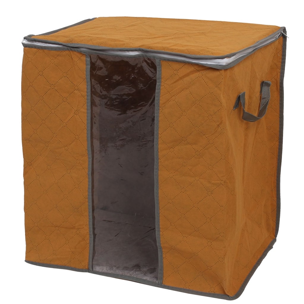 Household Quilt Clothes Non Woven Fabric Dustproof Zippered Storage Bag Orange