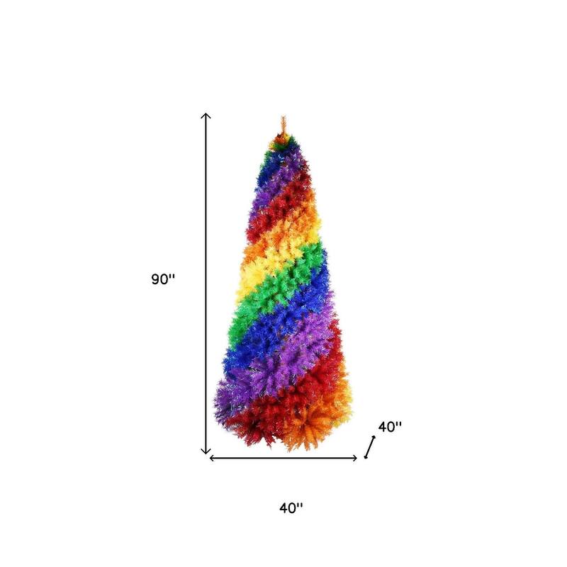 HomeRoots 7.5' Rainbow Spiral Fir Christmas Tree - 40.00 in. x 90.00 in. x 40.00 in.