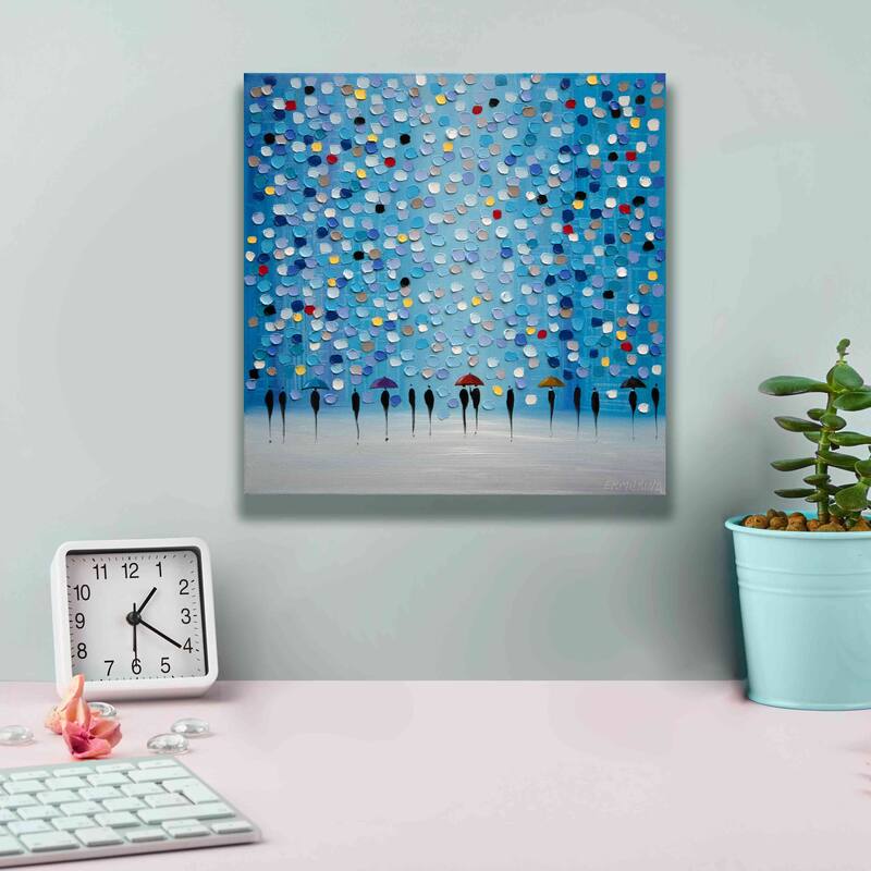 Epic Graffiti 'Colorful City Umbrellas' by Ekaterina Ermilkina Giclee Canvas Wall Art