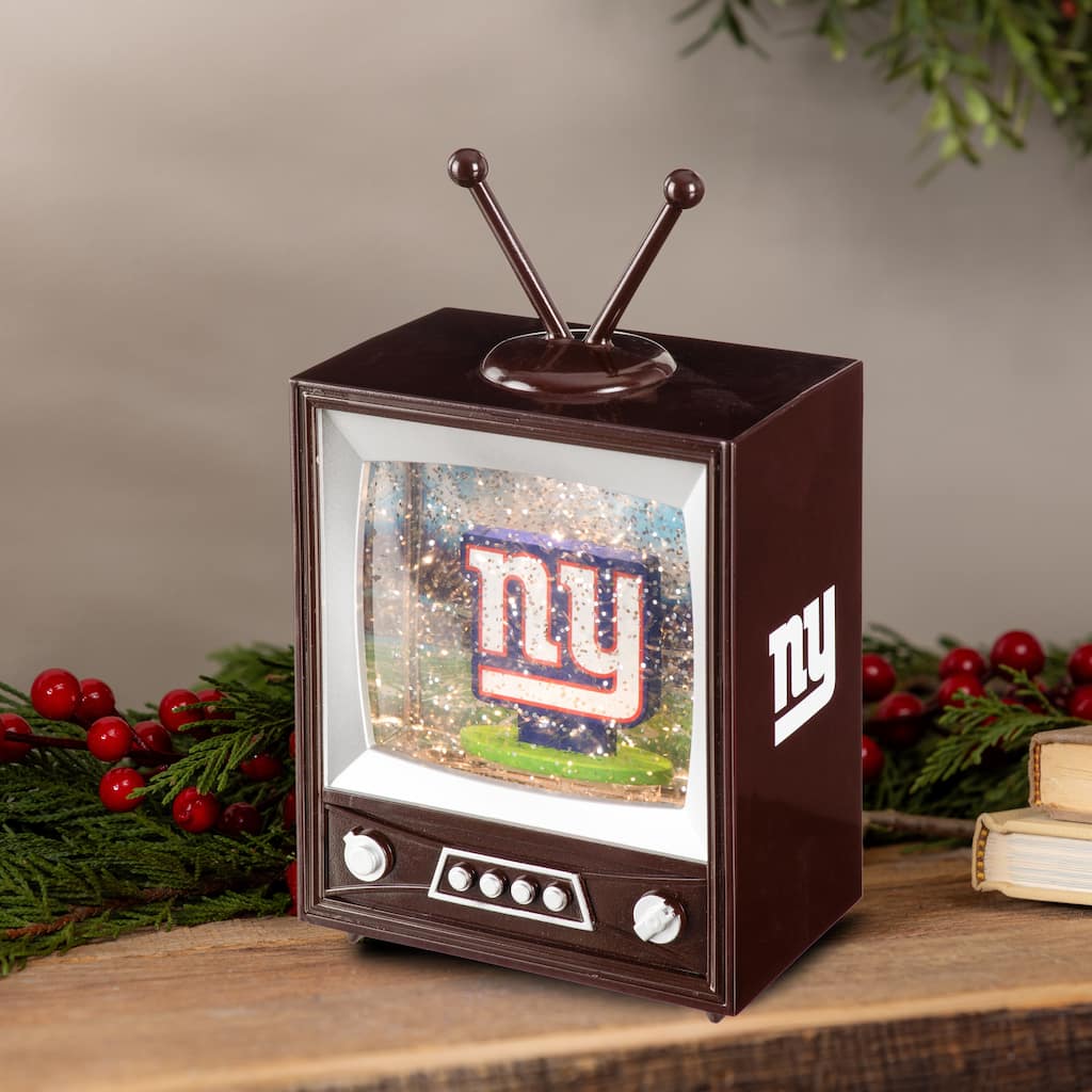 New York Giants 8 in. Vintage TV Light Up Water Lantern Snow Globe with Mascot