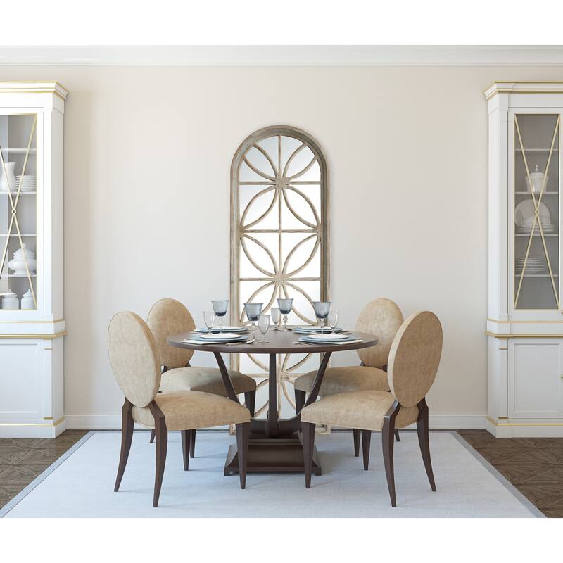 Arched Wood Framed Mirror with Petal Designs