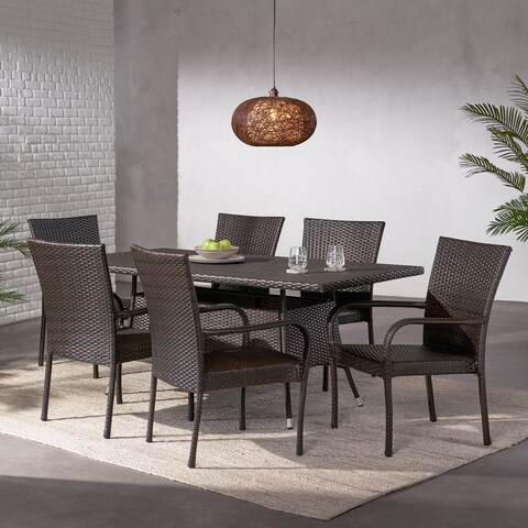 Dunham Outdoor 7-piece Wicker Dining Set by Christopher Knight Home