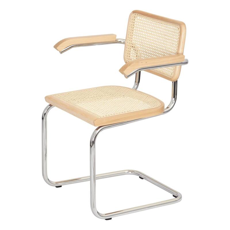 Breuer Chair Company Marcel Breuer Cesca Cane Cantilever Armchair Arm Chair w/ Chrome Steel Frame (Various Wood & Cane Colors)