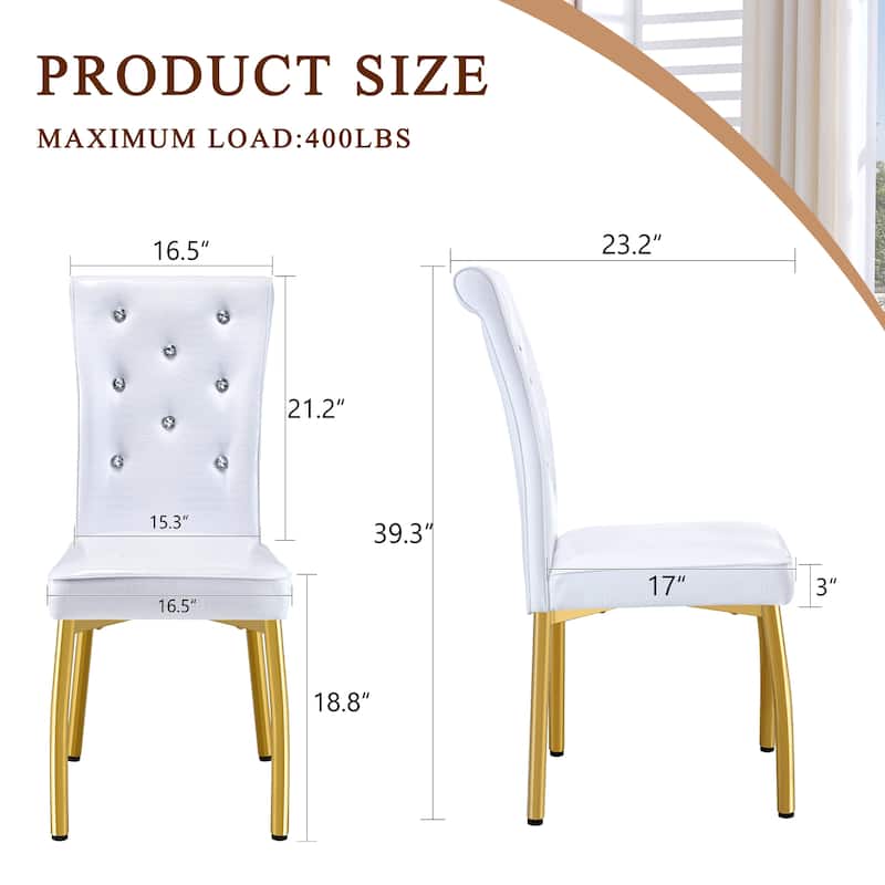 Set of 4, Retro alligator skin Upholstered dining chairs,with Crystal buckle design and Faux Leather design