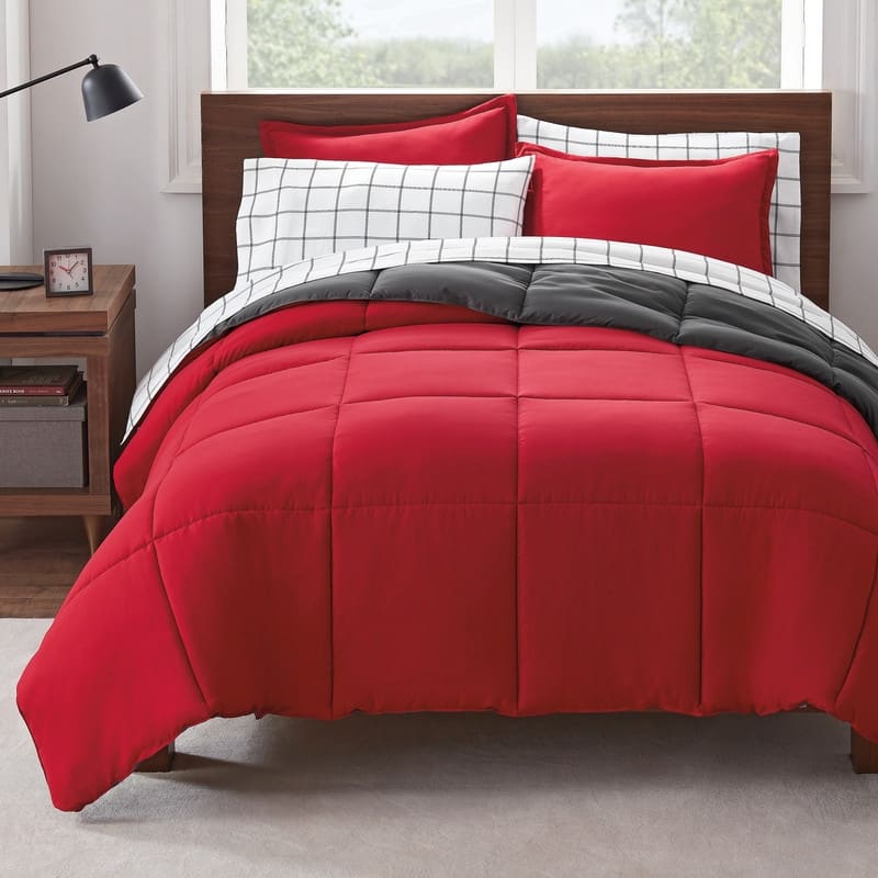 Serta Simply Clean Antimicrobial Reversible Bed in a Bag - Red - Twin XL