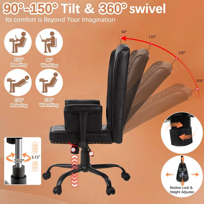 Adjustable Desk Chair Executive Office Chair Computer Chair Ergonomic Mid Back with 360°Swivel Home Office Desk Chair