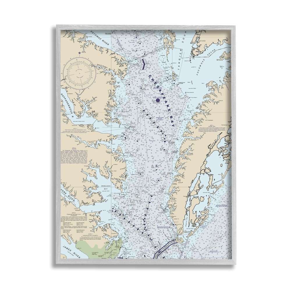 Stupell Chesapeake Bay Water Flow Map Coastal Cartography Framed Wall Art