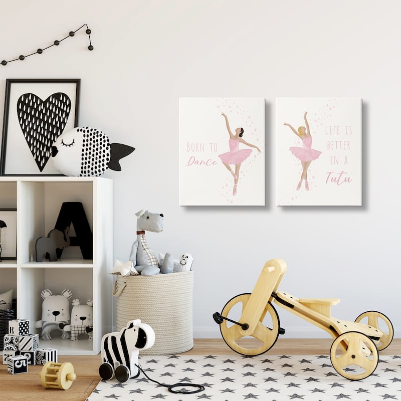 Stupell Inspiring Ballerina Sentiments Canvas Wall Art Design By Chen Alyesh (Set of 2)