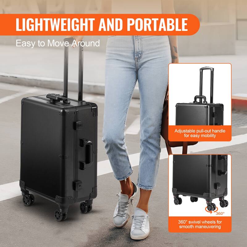 Makeup Train Case Aluminum Cosmetic Case for Women and Girls