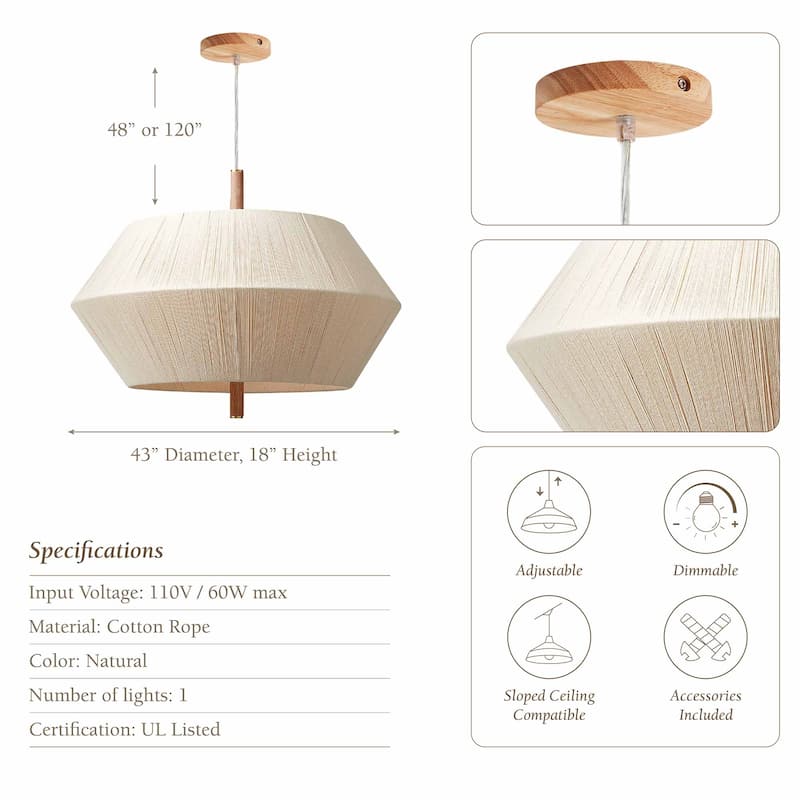 The Nimbus Jute Line Pendant Line - White - 24"