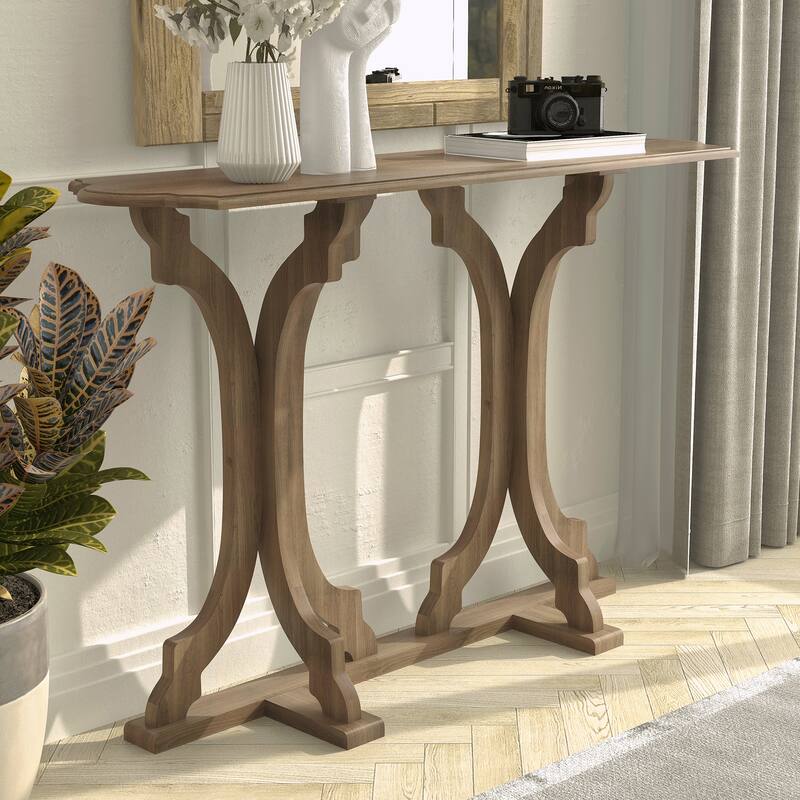GALANO Doynton 45.9 in. Oval Solid Wood Console Table