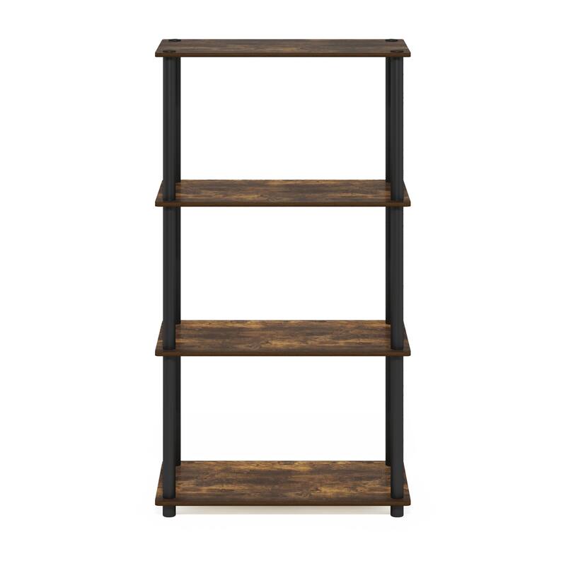 Furinno Turn-N-Tube 4-Tier Multipurpose Shelf Display Rack, Americano/Black