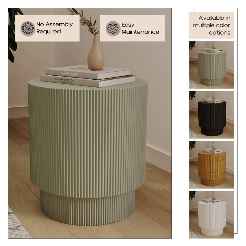 Eden 14-Inch Wide Round Side Table in Fiberstone Accent End Table for Indoor and Outdoor