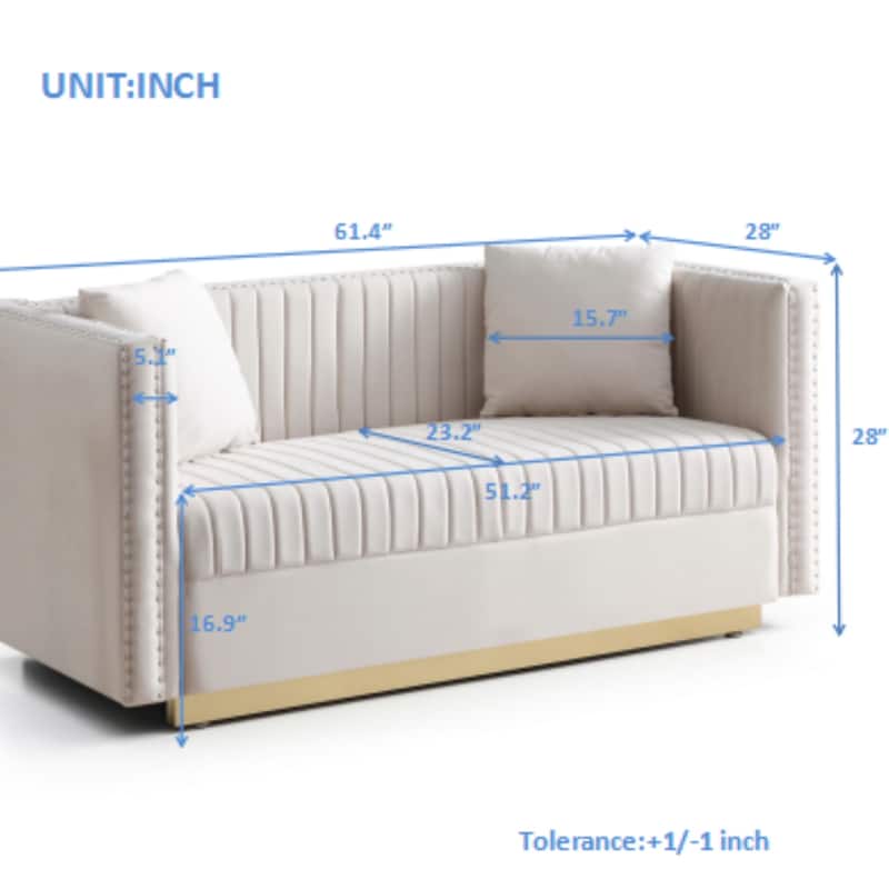 Small Sofa Couch with Nailhead Trim, Bedroom 2 Seat Settee, Versatile Love Seat Couches for Small Space Apartment