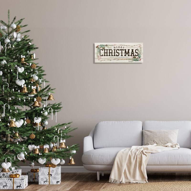 Stupell Rustic Merry Christmas Friends and Family Sign Canvas Wall Art