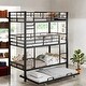 preview thumbnail 2 of 9, Low Bunk Design Twin Size Trundle Bed with Guardrail and Ladder