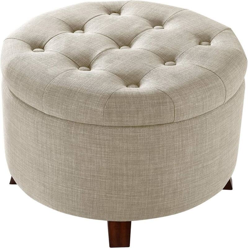 Upholstered Tufted Storage Round Ottomans