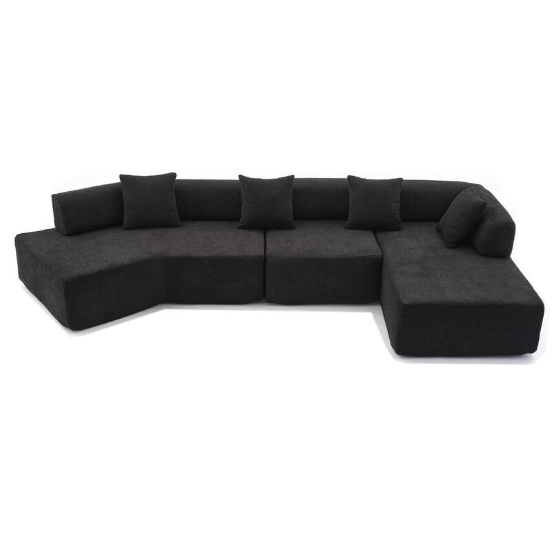 140" L-Shape Cloud Sectional Couch w/ Chaise, Modern Modular Sofa with Deep Seat, Upholstered Couches No Assembly Required