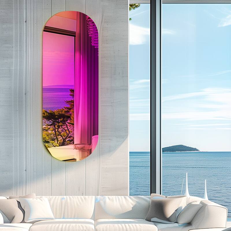Aesthetic Thicken Rainbow Wall Mirror w/Iridescent Effect for Home Decor - 17.52x47.24 inch