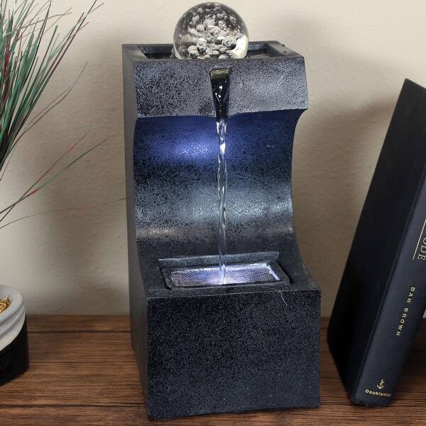 slide 2 of 7, Soothing Matrix Indoor Tabletop Water Fountain - LED Light - 12-Inch
