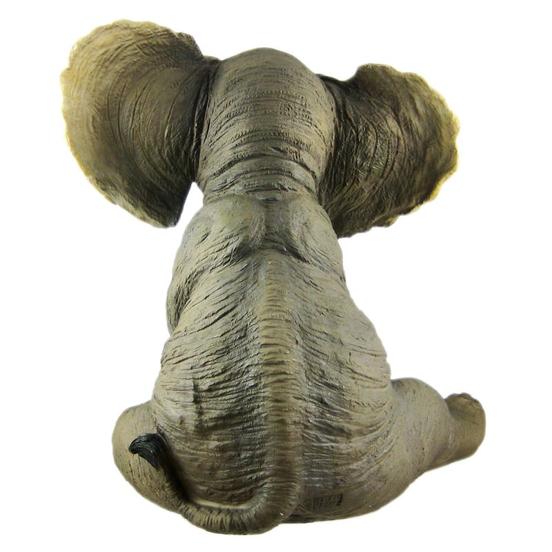 Cute African Elephant Porch / Garden Statue With Lantern - 13.5 X 14.5 X 10 inches
