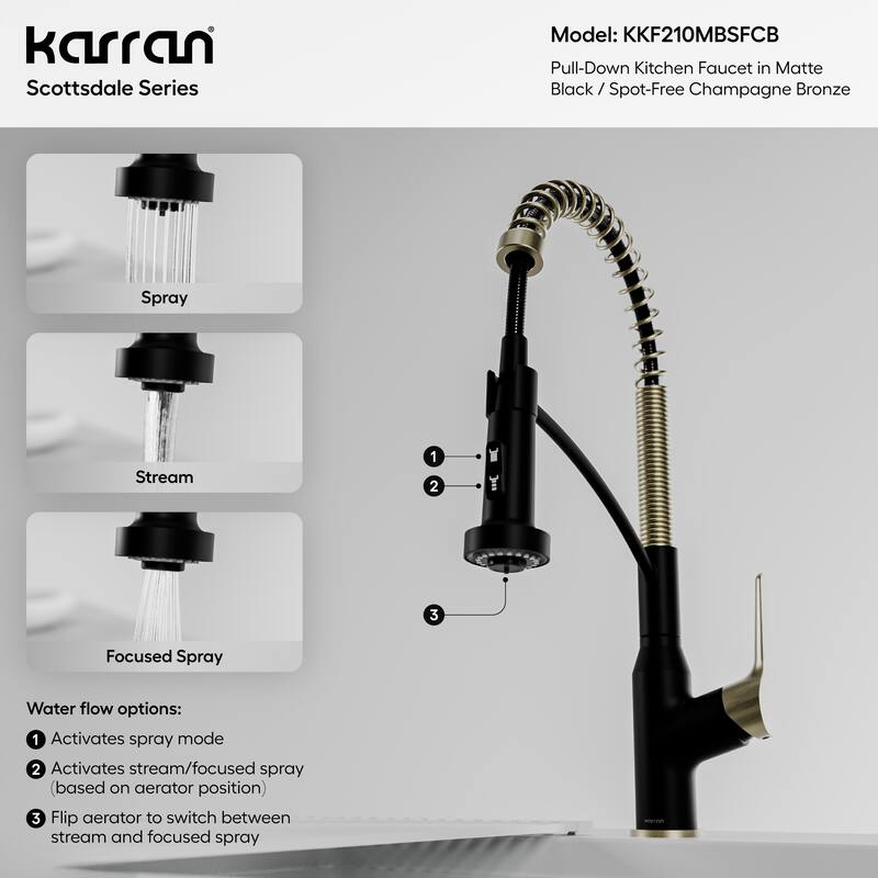 Karran Scottsdale Single-Handle Pull-Down Sprayer Commercial Style Kitchen Faucet