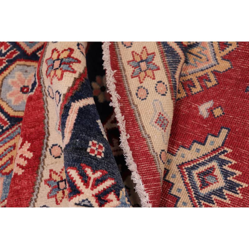Rustic Kazak Connor Light Blue/Beige Wool Round - 9'0'' x 9'0''