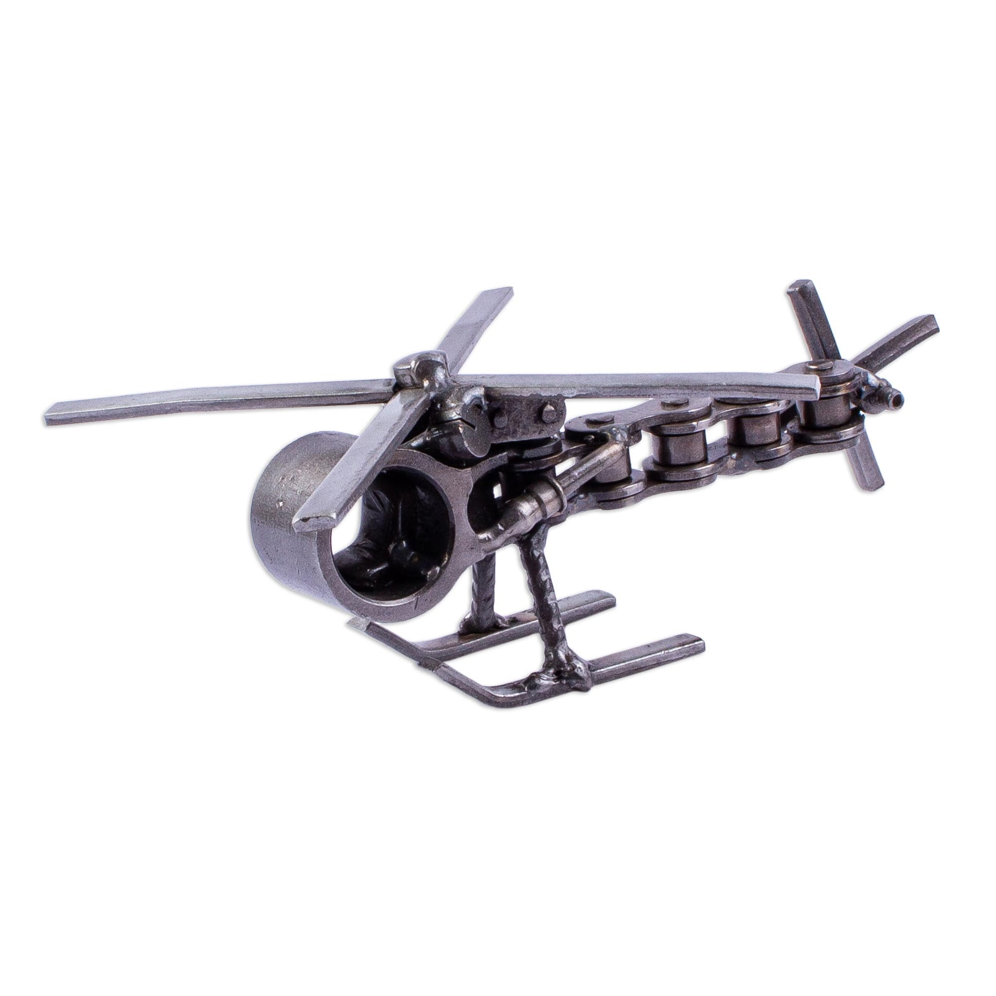 Novica Handmade Rustic Helicopter Upcycled Auto Part Sculpture