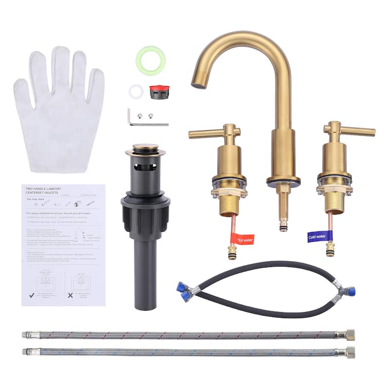 WOWOW Widespread 8 in. Double Handle Bathroom Faucet