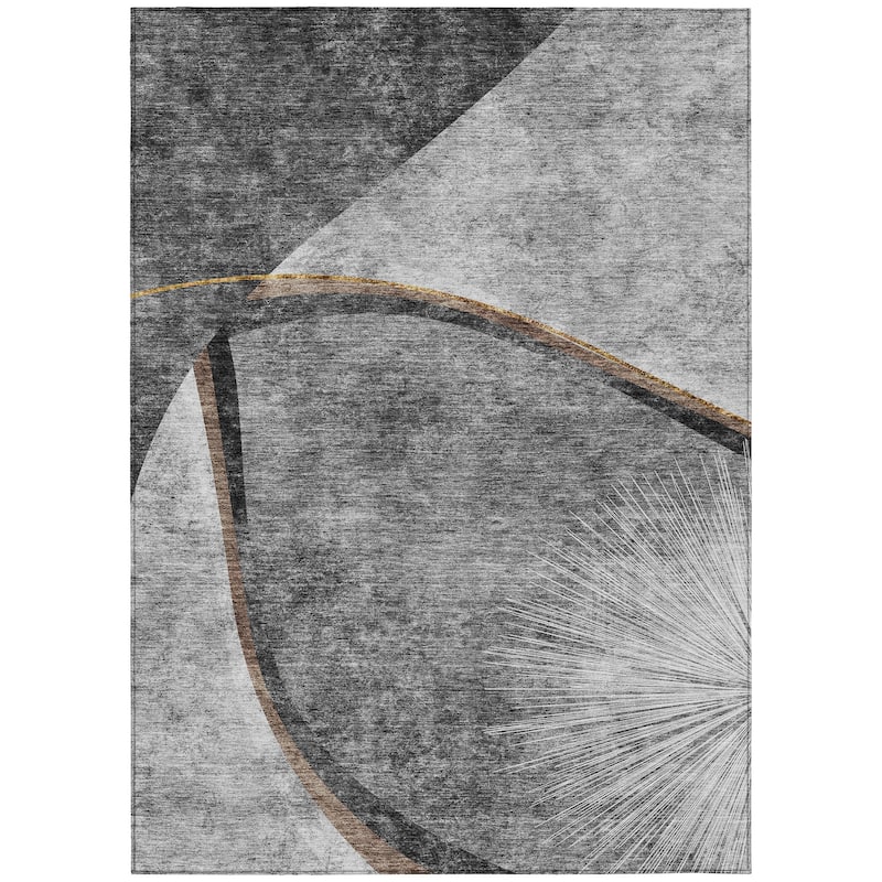Machine Washable Indoor/ Outdoor Chantille Abstract Rug