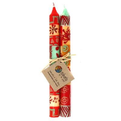 Hand Painted Candles in "Owoduni" Design (pair of tapers)
