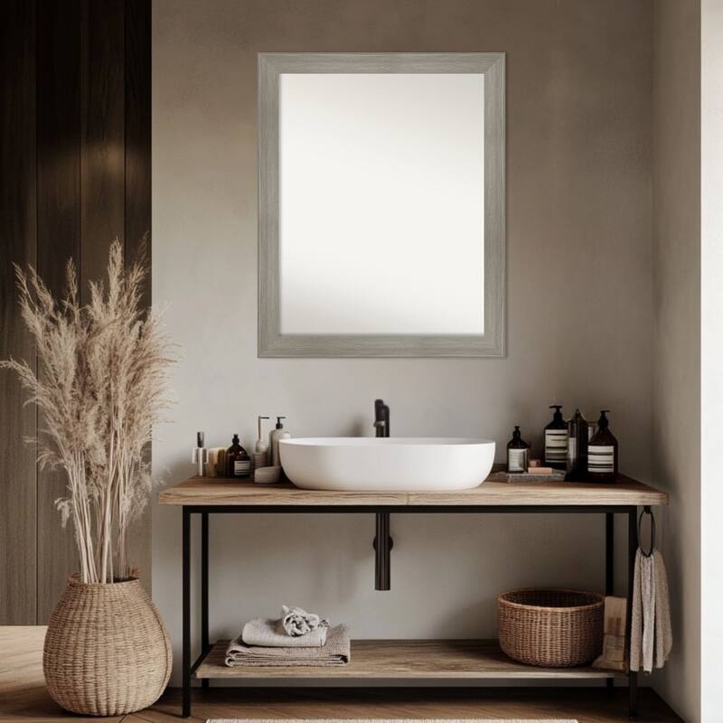 Grand Narrow Non-Beveled Framed Bathroom Vanity Wall Mirror