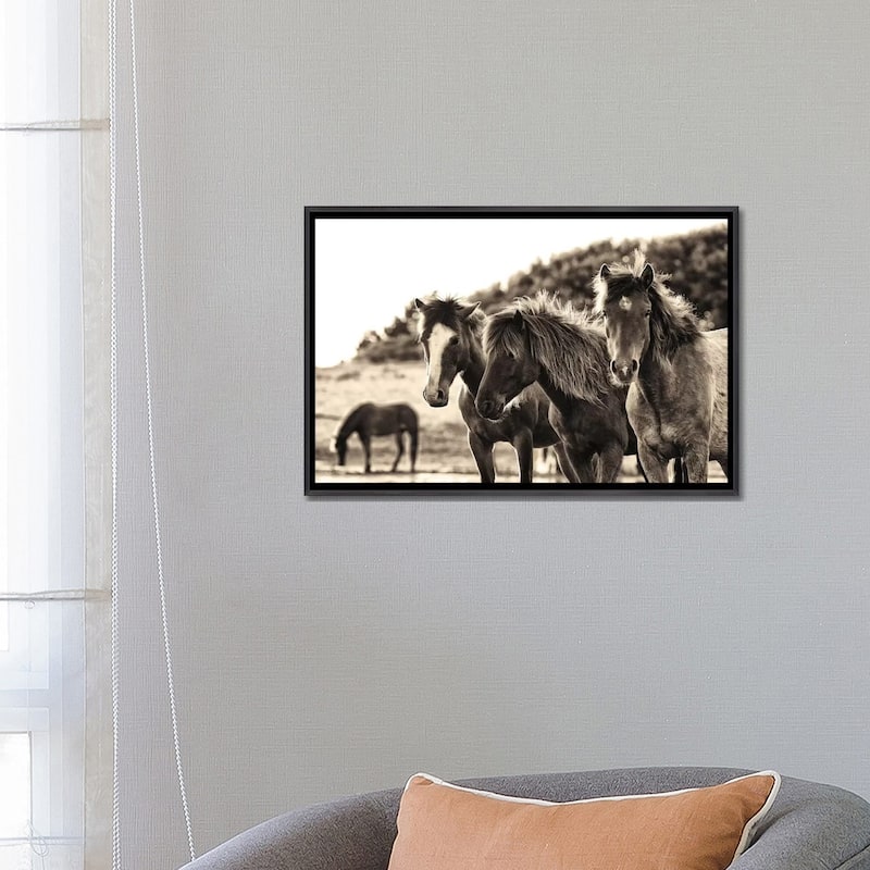iCanvas "Horses Three Sepia" by Aledanda Framed