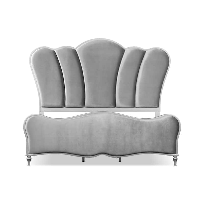 Furniture of America Seabliss Glam Solid Wood Fabric Upholstered Platform Bed