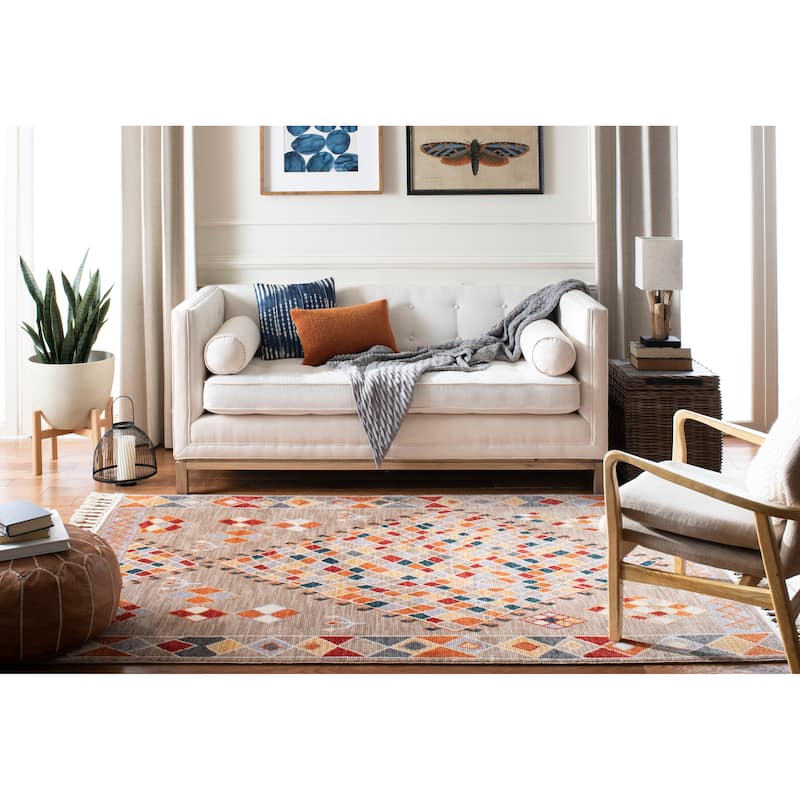 SAFAVIEH Farmhouse Delja Boho Tribal Polyester Rug