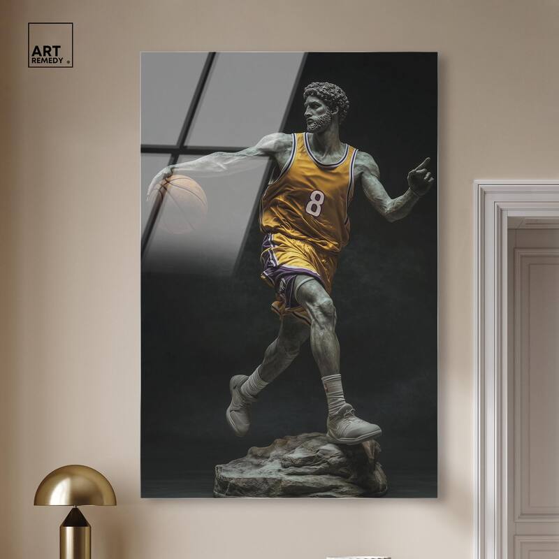 Basketball Yellow Uniform Acrylic by Art Remedy, Ready to Hang