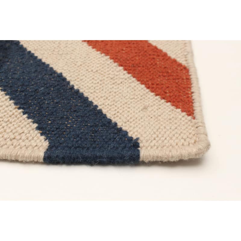 ECARPETGALLERY Flat-Weave Ankara FW Cream Wool Kilim - 5'3 x 7'7