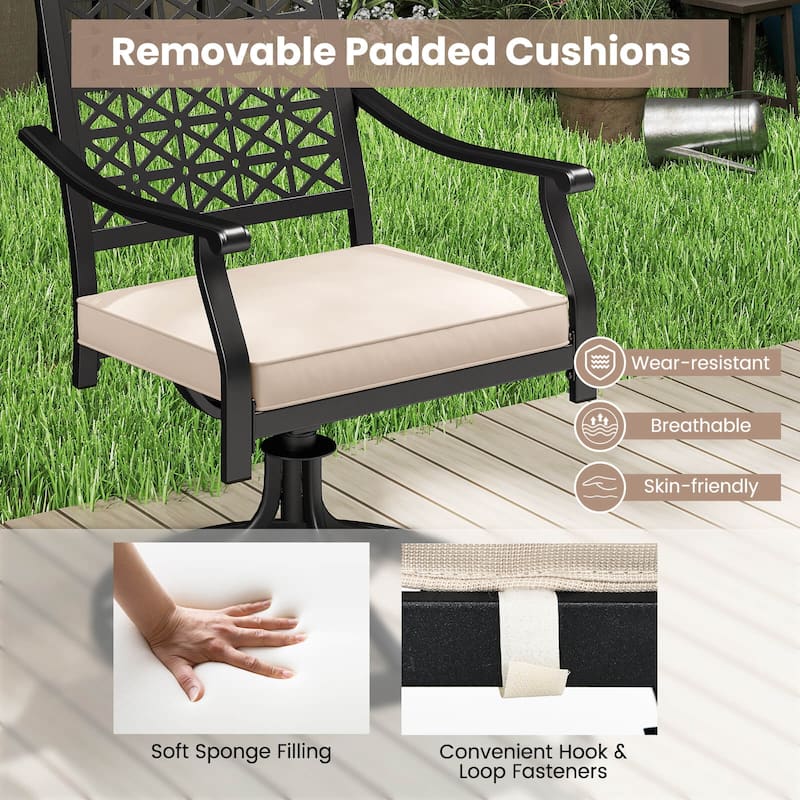 Costway 4 PCS Outdoor Swivel Chairs Patio Dining Chairs with Padded - See Details