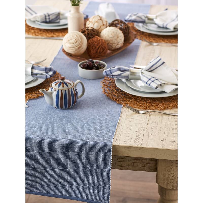 DII Black & White 2-Tone Ribbed Table Runner