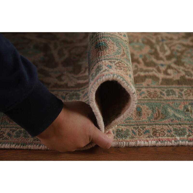 Hand Knotted Oriental 100% Wool Carpet Traditional Floral Pink Mashad Area Rug - 12' 3'' X 9' 4''