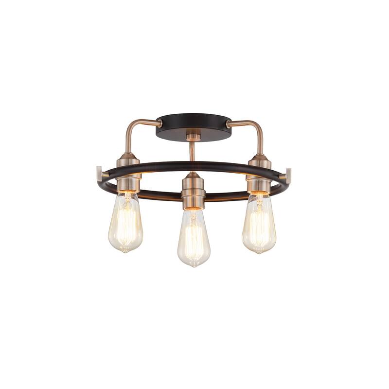 Volta 3-Light Flush-Mount with Brass Accents
