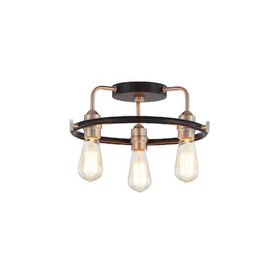 Volta 3-Light Flush-Mount with Brass Accents