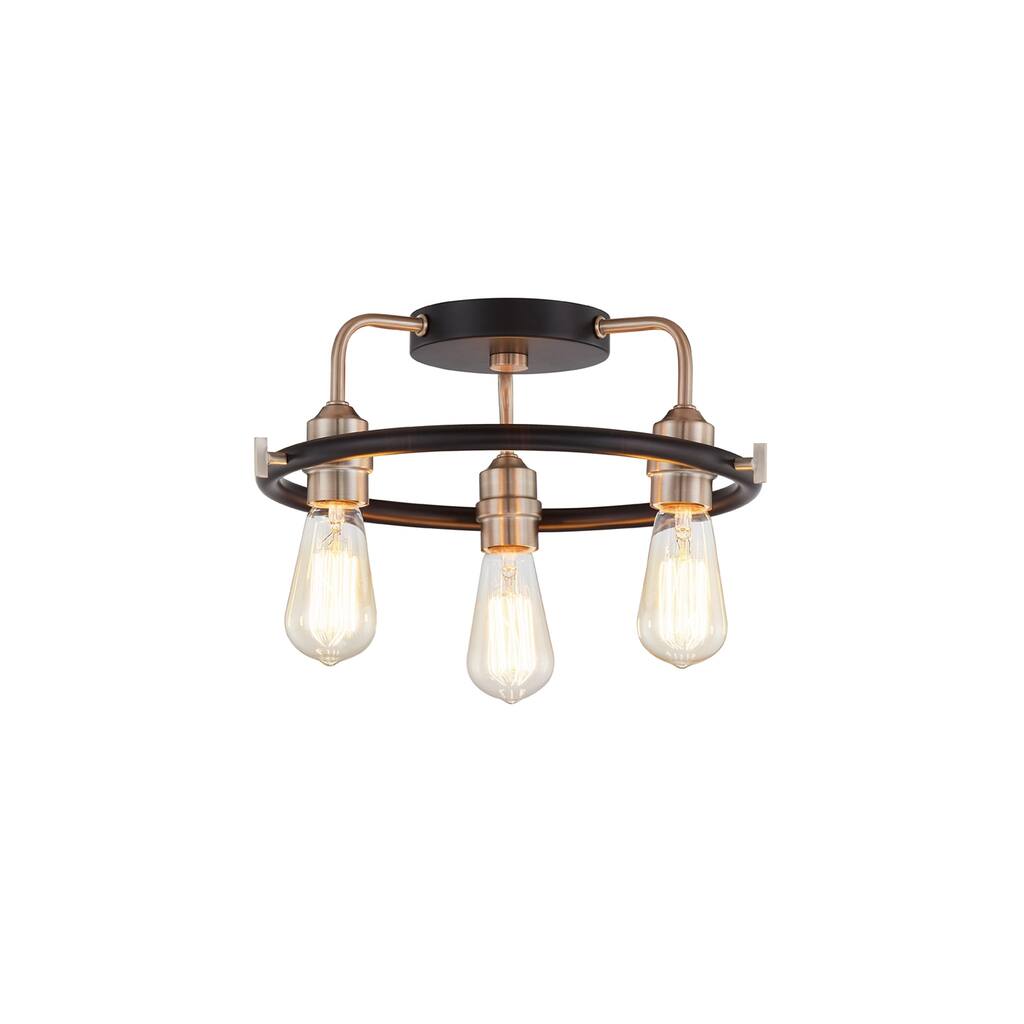 Volta 3-Light Flush-Mount with Brass Accents