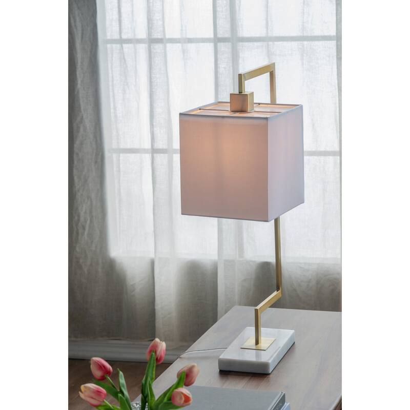 9x14.3x25.2" Metal Table Lamp With unique dual-bend arm design