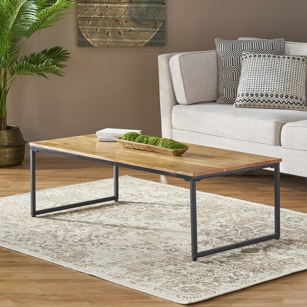 Coffee Table Living Room Table Acacia-Solid U-Shape Square Grey Painted 75 cm 