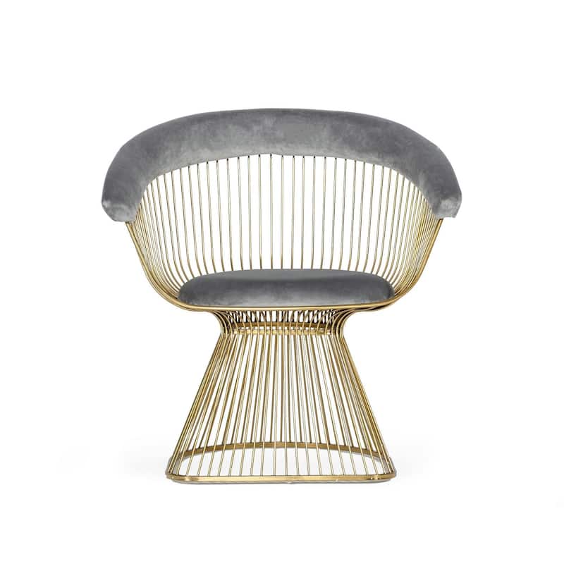 Modrest Beryl Modern Grey Velvet & Gold Dining Chair