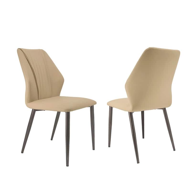 Dining Chairs Set of 2, Modern Kitchen Dining Room Chairs, Upholstered Faux Leather Cushion Seat and Sturdy Metal Legs