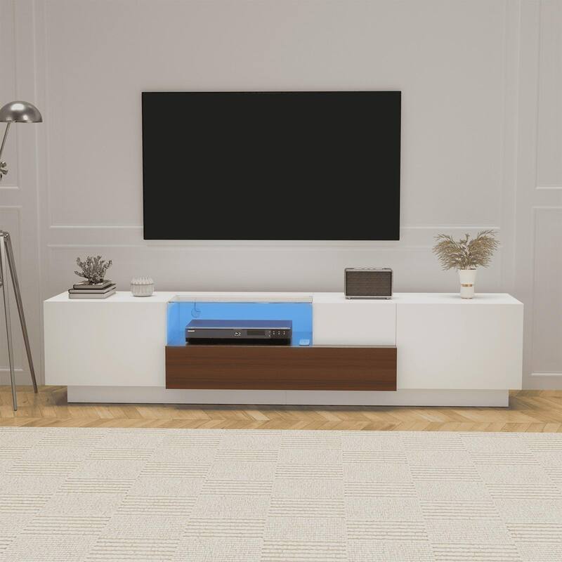 Gymojoy 70" Modern LED TV Stand for 55-75 Inch TV, Entertainment Center with Shelves, TV Console with Remote Control RGB Lights.