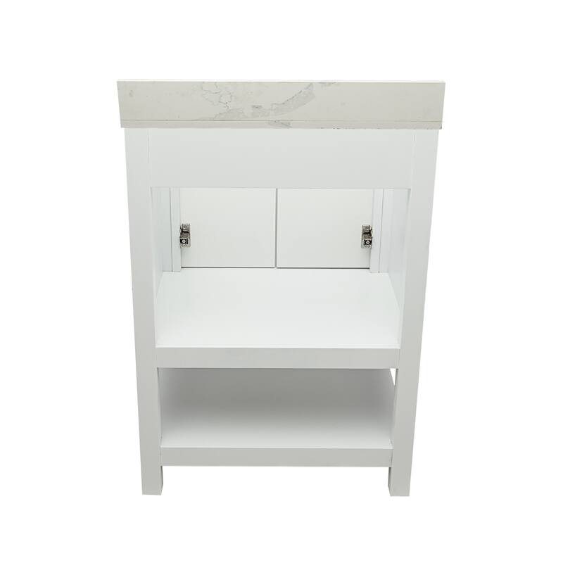 Taos 25" Bathroom Vanity with Cultured Marble Vanity Top Sink in White with White Basin